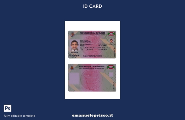 modello di carta d'identità del Burundi in stile verificato